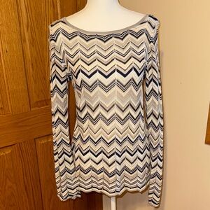 White House Black Market Chevron Tunic in Black and White